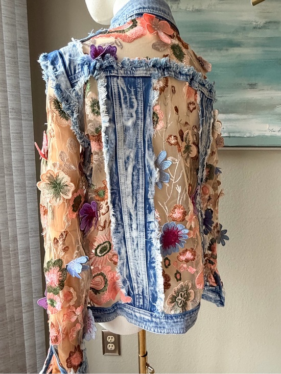 Adore Jackets & Blazers - Adore Floral Mesh Denim Jacket 🌸 Statement Embroidered Boutique Jacket